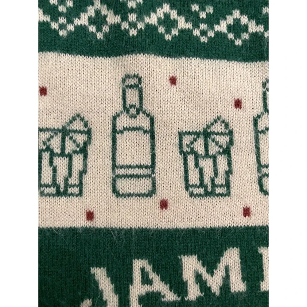 Jameson Festive Holiday Crew Neck Green Fair Isle Christmas Jumper Sweater Small